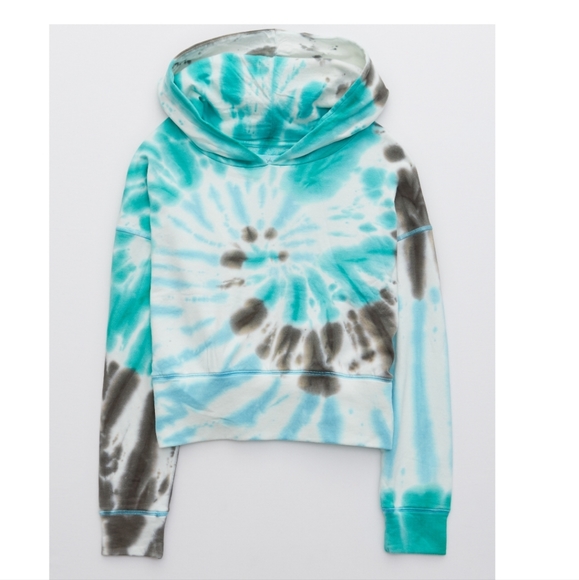 Aerie Offline OTT Fleece AE Cropped Hoodie Sweatshirt XS tie dye
